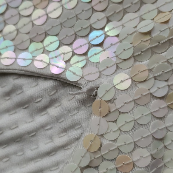 Vintage Oleg Cassini Iridescent White Sequin Dress Size 4 - Picture 5 of 7